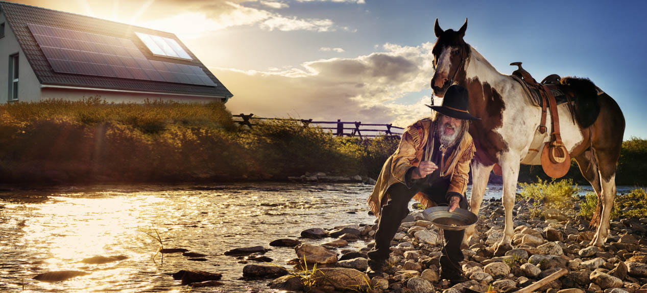 a man holding a horse