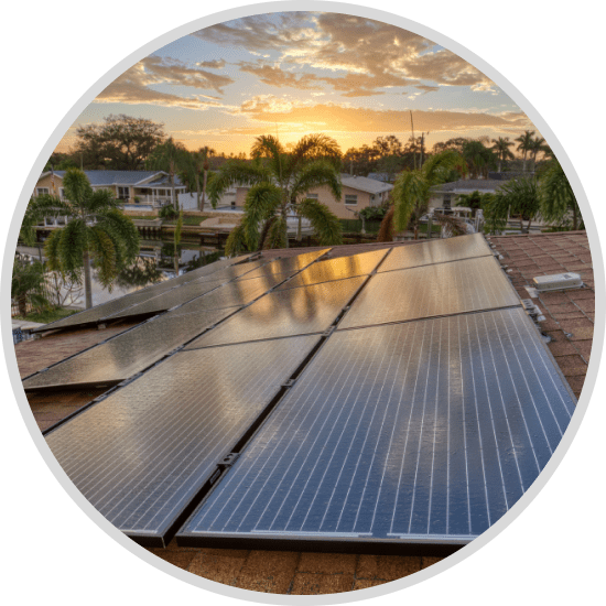 Rooftop solar panels in a tropical environment